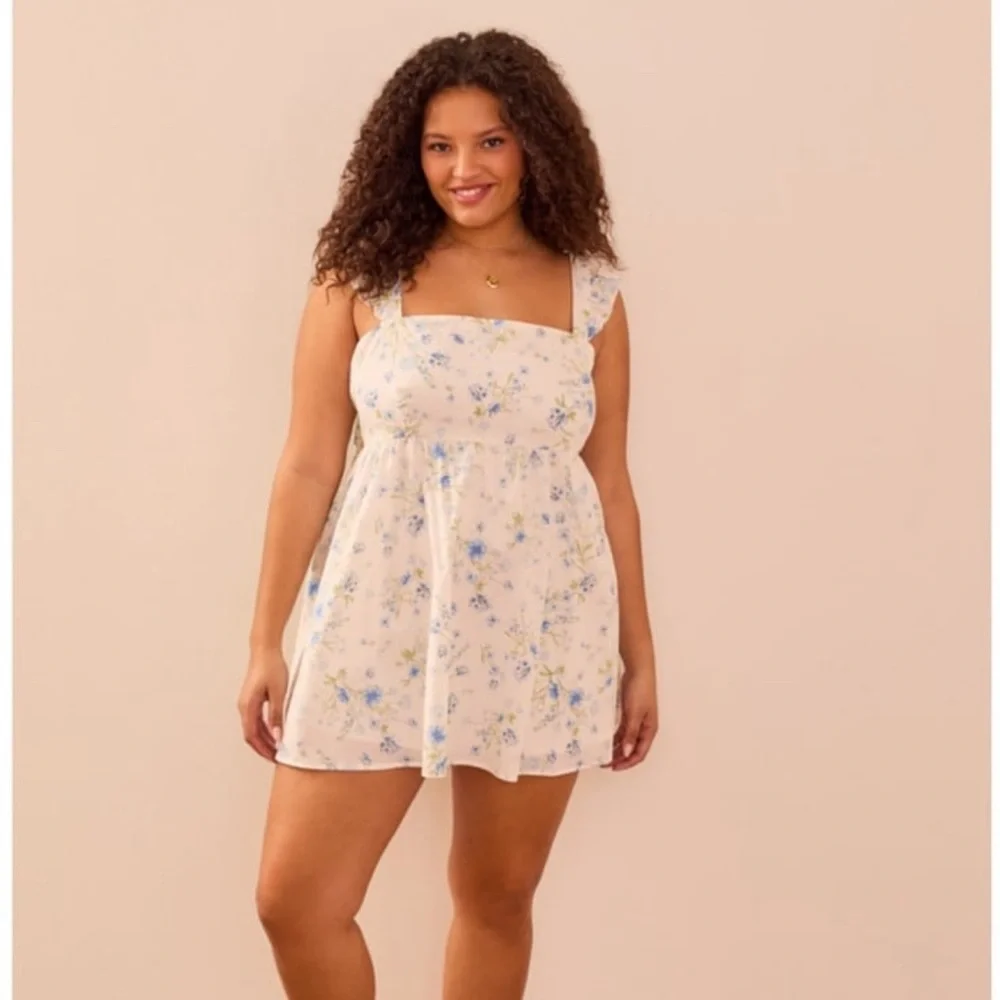 ARULA Blue Floral Mini Dress - Picture 3 of 7
